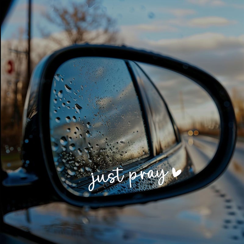 WCDHOR 2 x Just Pray Rearview Mirror Decal Water Bottle Stickers Affirmation Reminder Sticker Laptop Bumper Sticker Tumbler Vinyl Sticker Car Mirror Decal New Car Decor(Just Pray, White) - Image 2